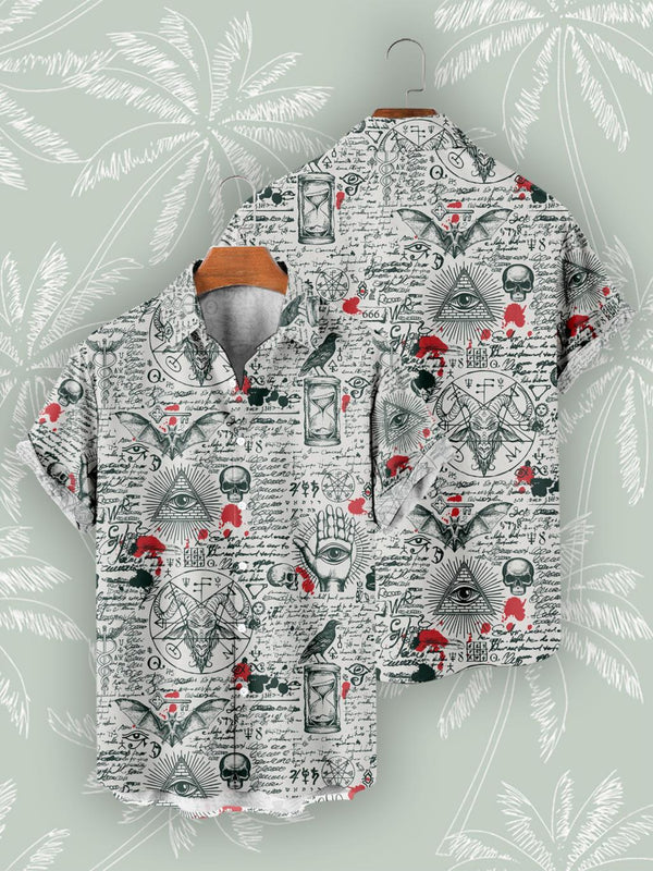 Casual 3D Digital Print Vintage Beach Shirt Men